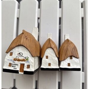 Higher Brook Wood Carvings Devonshire The Swans Nest Inn Vintage3 Pc Set